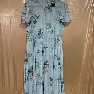 torrid Light Blue Floral Smocked Yoke Midi Dress